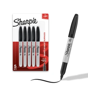 Sharpie Permanent Markers, Fine Tip, Black, 5 Count - Quick Drying, Fade Resistant Sharpie Permanent Markers, Fine Tip, Black, 5 Count - Quick Drying, Fade Resistant