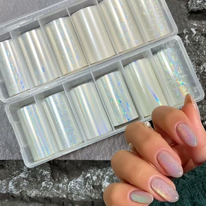 2 Boxes Aurora Nail Foil Clear Laser Glass Fragment Nail Transfer Foil for Long Acrylic Nails Starry Sky Holographic Nail Art Foil Stickers Manicure Design for DIY Nails Decoration 2 Boxes Aurora Nail Foil Clear Laser Glass Fragment Nail Transfer Foil for Long Acrylic Nails Starry Sky Holographic Nail Art Foil Stickers Manicure Design for DIY Nails Decoration