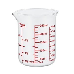 Ackers Borosilicate Glass Measuring Cup with Spout, 250 ml, 8 oz/1 Cup Ackers Borosilicate Glass Measuring Cup with Spout, 250 ml, 8 oz/1 Cup