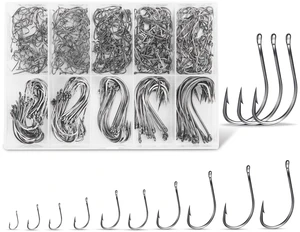 Carbon Steel Fishing Hooks 500Pcs, Circle Hooks Assortment for Saltwater Freshwater Ice Fishing, Salt Water Fish Hooks for Catfish Trout Bass Striped 10 Size Carbon Steel Fishing Hooks 500Pcs, Circle Hooks Assortment for Saltwater Freshwater Ice Fishing, Salt Water Fish Hooks for Catfish Trout Bass Striped 10 Size