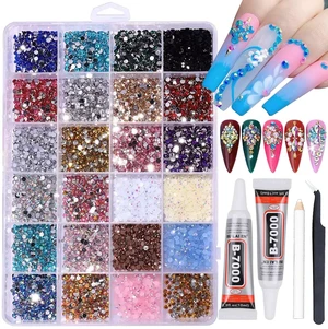 24Grids Resin Jelly Rhinestones with 2 Pcs B7000 Jewelry Glue for Crafting, Mixed-Color 3mm Flatback Rainbow Stones Colorful AB Gems Diamonds Charms for Nails Eyes Face Makeup Beuaty Crafting Tumblers 24Grids Resin Jelly Rhinestones with 2 Pcs B7000 Jewelry Glue for Crafting, Mixed-Color 3mm Flatback Rainbow Stones Colorful AB Gems Diamonds Charms for Nails Eyes Face Makeup Beuaty Crafting Tumblers