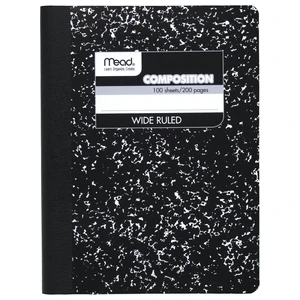 Mead Composition Notebook, Wide Ruled Paper, 7.5" x 9.75", 100 Sheets, Black Marble (09910) Mead Composition Notebook, Wide Ruled Paper, 7.5" x 9.75", 100 Sheets, Black Marble (09910)