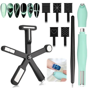 Plman 6 in 1 Cat Eye Magnet Set for Cat Eye Gel Nail Polish, Black Plman 6 in 1 Cat Eye Magnet Set for Cat Eye Gel Nail Polish, Black