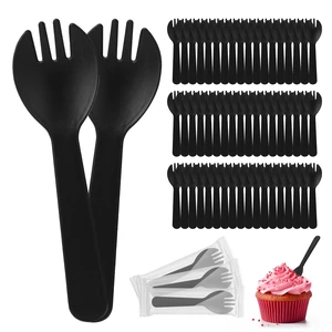 100Pcs Mini Disposable Plastic Sporks, 4.2 Inch 100Pcs Mini Disposable Plastic Sporks, 4.2 Inch