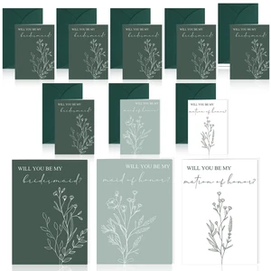 Spakon 16 Pcs Bridesmaid Proposal Cards with Envelopes, Leaves, Flowers Spakon 16 Pcs Bridesmaid Proposal Cards with Envelopes, Leaves, Flowers