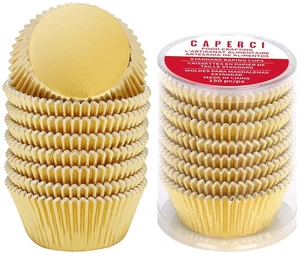 Caperci Standard Cupcake Liners Gold Foil Muffin Baking Cups 150-Pack - Premium Greaseproof & Sturdy Cupcake Papers Caperci Standard Cupcake Liners Gold Foil Muffin Baking Cups 150-Pack - Premium Greaseproof & Sturdy Cupcake Papers
