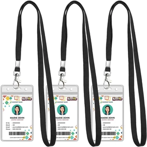 Koorito 3 Pack Clear ID Badge Holder with Lanyard Koorito 3 Pack Clear ID Badge Holder with Lanyard