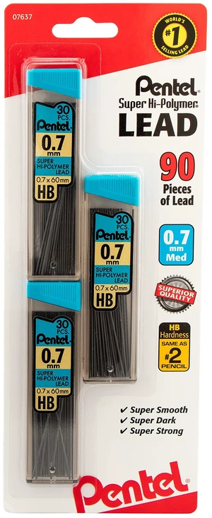 Pentel C27BPHB3K6 Super Hi-Polymer Lead Refills, 0.7mm, HB, Black, 30 per Tube (Pack of 3 Tubes) Pentel C27BPHB3K6 Super Hi-Polymer Lead Refills, 0.7mm, HB, Black, 30 per Tube (Pack of 3 Tubes)