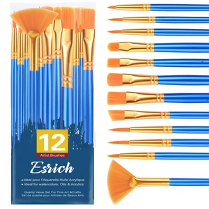ESRICH Paint Brushes Set,1pack/12pcs Nylon Hair Round-Pointed Tip Acrylic Paint Brushes for Watercolor Oil Rock Face Painting,12 Sizes Paint Brush for All Purposes Kids Adult Arts Painting Brush Kits ESRICH Paint Brushes Set,1pack/12pcs Nylon Hair Round-Pointed Tip Acrylic Paint Brushes for Watercolor Oil Rock Face Painting,12 Sizes Paint Brush for All Purposes Kids Adult Arts Painting Brush Kits