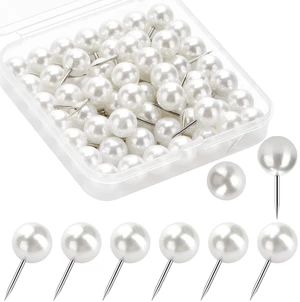 60 Pcs Push Pins, Thumb Tacks for Decorative Wall, Pearl White Thumbtacks for Bulletin Board Corkboard Map Calendar Photo Home Office 60 Pcs Push Pins, Thumb Tacks for Decorative Wall, Pearl White Thumbtacks for Bulletin Board Corkboard Map Calendar Photo Home Office