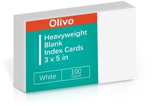 Olivo Blank Index Cards 3x5 Unlined Unruled Flash Note Cards, 100 Count Olivo Blank Index Cards 3x5 Unlined Unruled Flash Note Cards, 100 Count