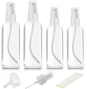 4Pk Clear Empty Travel Spray Bottles, Leakproof for Toner Face Hair 4Pk Clear Empty Travel Spray Bottles, Leakproof for Toner Face Hair
