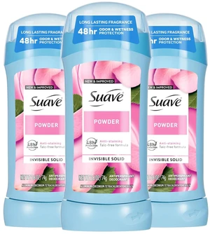 Suave Antiperspirant & Deodorant Stick Powder 48-hour Odor and Wetness Protection Deodorant for Women, 3 Count, 2.6 oz EA
