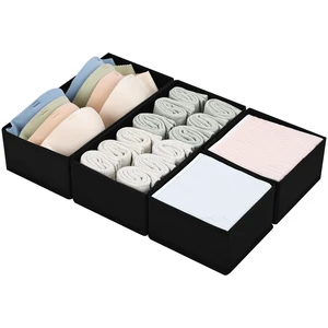 DIMJ Drawer Organizers - Set of 4 Foldable Closet Dividers for Baby Clothes, Socks, Belt, Tie (Black) DIMJ Drawer Organizers - Set of 4 Foldable Closet Dividers for Baby Clothes, Socks, Belt, Tie (Black)