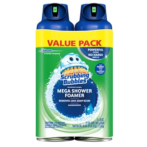 Scrubbing Bubbles Mega Bathroom and Shower Foamer Aerosol, Rainshower Scent, 20oz (Pack of 2) Scrubbing Bubbles Mega Bathroom and Shower Foamer Aerosol, Rainshower Scent, 20oz (Pack of 2)