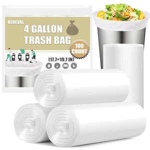 Small Trash Bags 4 Gallon - 100 Count 4 Gallon Trash Bag, Small Garbage Bags for Office Bedroom Bathroom Trash Bags, White 4 Gal Small Trash Can Liners Small Trash Bags 4 Gallon - 100 Count 4 Gallon Trash Bag, Small Garbage Bags for Office Bedroom Bathroom Trash Bags, White 4 Gal Small Trash Can Liners