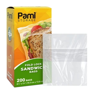 PAMI Fold Top Sandwich Bags,Disposable,No Zipper,Easy Open,For Lunch,200-Pk PAMI Fold Top Sandwich Bags,Disposable,No Zipper,Easy Open,For Lunch,200-Pk