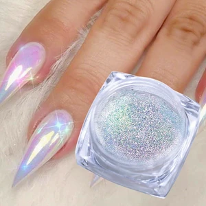 Neon Rainbow Chrome Nail Powder White Nail Chrome Powder for Nails Neon Rainbow Chrome Nail Powder White Nail Chrome Powder for Nails