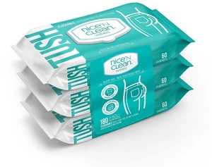 Nice 'N Clean Adult Flushable Wipes (3 x 60 Count) | Personal Cleansing Wipes Made from Plant-Based Fibers | Infused with Aloe & Vitamin E Nice 'N Clean Adult Flushable Wipes (3 x 60 Count) | Personal Cleansing Wipes Made from Plant-Based Fibers | Infused with Aloe & Vitamin E