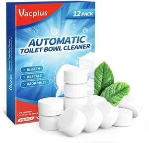 Vacplus Toilet Bowl Cleaner Tablets 12 PACK, Automatic Toilet Bowl Cleaners with Bleach for Deodorizing and Descaling, Bathroom Cleaner Against Tough Stains Vacplus Toilet Bowl Cleaner Tablets 12 PACK, Automatic Toilet Bowl Cleaners with Bleach for Deodorizing and Descaling, Bathroom Cleaner Against Tough Stains