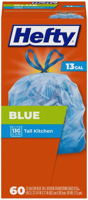 Hefty Blue Trash Bags, Blue, 13 Gallon, 60 Count Hefty Blue Trash Bags, Blue, 13 Gallon, 60 Count