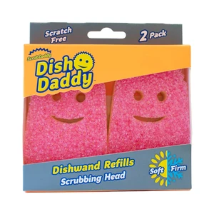 Scrub Daddy Dish Wand Scrubbing Brush Replacement Heads, Soap Dispensing Brushes, Texture Changing Washing Up Sponges, Detachable Dish Daddy Head Sponge Refills, Pink 2 Pack Scrub Daddy Dish Wand Scrubbing Brush Replacement Heads, Soap Dispensing Brushes, Texture Changing Washing Up Sponges, Detachable Dish Daddy Head Sponge Refills, Pink 2 Pack