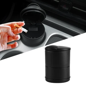 Portable Car Ash Tray With Lid Smell Proof, Smokeless Self-Extinguishing Cigarette Ashtray Cup Holder, Mini Trash Can Organizer Car Ashtray for Office, Home (Black) Portable Car Ash Tray With Lid Smell Proof, Smokeless Self-Extinguishing Cigarette Ashtray Cup Holder, Mini Trash Can Organizer Car Ashtray for Office, Home (Black)