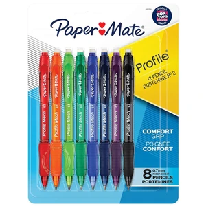 Paper Mate Profile Mech Mechanical Pencils, 0.7mm #2 Pencil Lead, Comfort Grip, Assorted Barrel Colors, 8 Count - Office Supplies Paper Mate Profile Mech Mechanical Pencils, 0.7mm #2 Pencil Lead, Comfort Grip, Assorted Barrel Colors, 8 Count - Office Supplies