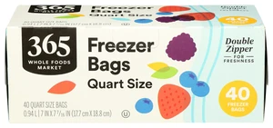 365 by Whole Foods Market, Quart Size Freezer Bags, Double Zipper, 40 Count