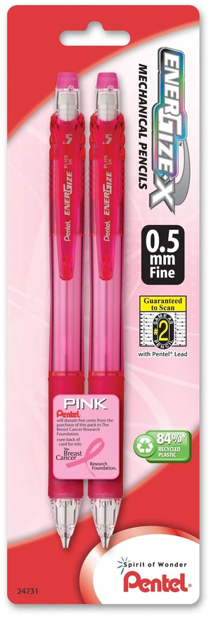 Pentel BCA EnerGize-x Mechanical Pencil, 0.5mm, Pink Barrels, Pack of 2 (PL105BP2P-BC) Pentel BCA EnerGize-x Mechanical Pencil, 0.5mm, Pink Barrels, Pack of 2 (PL105BP2P-BC)