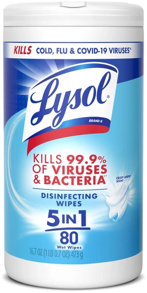 Lysol Disinfecting Wipes, Multi-Surface Cleaner, Crisp Linen, 80 ct. Lysol Disinfecting Wipes, Multi-Surface Cleaner, Crisp Linen, 80 ct.