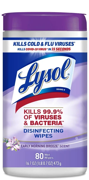 Lysol Disinfecting Wipes, Multi-Surface Cleaner, Morning Breeze, 80 ct. Lysol Disinfecting Wipes, Multi-Surface Cleaner, Morning Breeze, 80 ct.