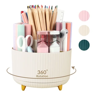 SKYDUE 360 Rotating Plastic Desk Pen Organizer with 5 Slots, Dual-Purpose Art Supply Pencil Cup for Office, School, Home SKYDUE 360 Rotating Plastic Desk Pen Organizer with 5 Slots, Dual-Purpose Art Supply Pencil Cup for Office, School, Home