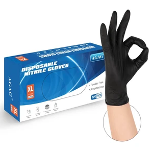 AGAG Nitrile Gloves Black Cooking Gloves 100PCs 5mil Ultra Strong Cleaning Gloves, Powder & Latex Free For Daily Use AGAG Nitrile Gloves Black Cooking Gloves 100PCs 5mil Ultra Strong Cleaning Gloves, Powder & Latex Free For Daily Use