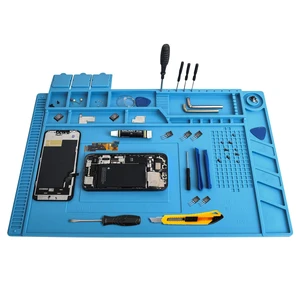 Professional Silicone Soldering Pad 932°F Heat-Resistant - 17.7 x 11.8 Anti-Static Repair Workstation with Magnetic Area and Electronics Screw Storage Box Professional Silicone Soldering Pad 932°F Heat-Resistant - 17.7 x 11.8 Anti-Static Repair Workstation with Magnetic Area and Electronics Screw Storage Box