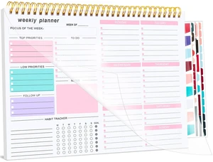 Weekly Desk Planner, 8.5x11 In To Do List Notepad, 52 Sheets, Pink Weekly Desk Planner, 8.5x11 In To Do List Notepad, 52 Sheets, Pink