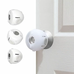 Child Proof Door Knob Covers, 4-Pack, White - Baby Safety Door Knob Covers for Toddlers, Snap-in Design for Easy Install, Durable & Non Toxic, Fits Standard Round Knobs Child Proof Door Knob Covers, 4-Pack, White - Baby Safety Door Knob Covers for Toddlers, Snap-in Design for Easy Install, Durable & Non Toxic, Fits Standard Round Knobs