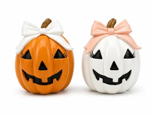 Halloween Decor Spooky Cute Fall Pumpkin with Bow Tabletop for Shelf Mantel Tiered Tray Home Office Party Decorations (Orange & White) Halloween Decor Spooky Cute Fall Pumpkin with Bow Tabletop for Shelf Mantel Tiered Tray Home Office Party Decorations (Orange & White)