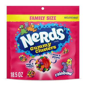 NERDS Gummy Clusters Rainbow Candy, Crunchy & Gummy, 18.5 oz NERDS Gummy Clusters Rainbow Candy, Crunchy & Gummy, 18.5 oz