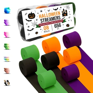 8 Halloween Streamers, 656ft Pack of Crepe Paper Party Decorations 8 Halloween Streamers, 656ft Pack of Crepe Paper Party Decorations