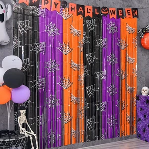 Mega-L Halloween Party Decorations, 2 Pack Halloween Foil Fringe Curtains Mega-L Halloween Party Decorations, 2 Pack Halloween Foil Fringe Curtains