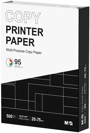 M&G Multipurpose Copy Printer Paper, 8.5 x 11, 20lb, 1 Ream (500 Sheets), 95 Bright, White