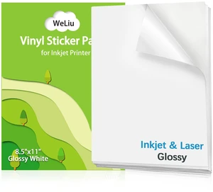 Glossy Printable Vinyl Sticker Paper for Printer - 21 Sheets Glossy Printable Vinyl Sticker Paper for Printer - 21 Sheets