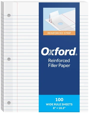 Oxford Reinforced Lined Loose Leaf Notebook Paper, College Rule, 100 Sheets Oxford Reinforced Lined Loose Leaf Notebook Paper, College Rule, 100 Sheets