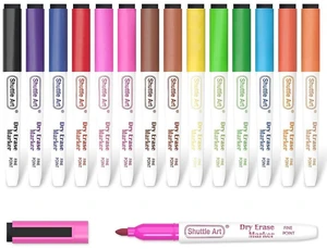 Shuttle Art Dry Erase Markers, 15 Colors Magnetic Whiteboard Markers with Erase,Fine Point Perfect For Writing on Whiteboards, Dry-Erase Boards,Mirrors for School Office Home Shuttle Art Dry Erase Markers, 15 Colors Magnetic Whiteboard Markers with Erase,Fine Point Perfect For Writing on Whiteboards, Dry-Erase Boards,Mirrors for School Office Home