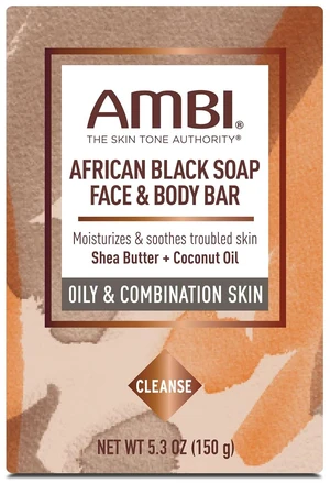 Ambi African Black Soap Face & Body Bar, Cleans and Nourishes Skin, Rinses Clear, 5.3 Ounce Ambi African Black Soap Face & Body Bar, Cleans and Nourishes Skin, Rinses Clear, 5.3 Ounce