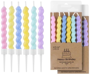 12-Count Birthday Candles - Rainbow Birthday Candle with Holders Colorful Spiral Long Cake Candles for Birthday Wedding & Lucky Party Cake Decorations 12-Count Birthday Candles - Rainbow Birthday Candle with Holders Colorful Spiral Long Cake Candles for Birthday Wedding & Lucky Party Cake Decorations