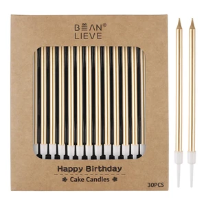BEAN LIEVE 30-Count Champagne Gold Long Thin Metallic Birthday Candles, Cake Candles, Birthday Parties, Wedding Decorations, Party Candles, Cake Decorations BEAN LIEVE 30-Count Champagne Gold Long Thin Metallic Birthday Candles, Cake Candles, Birthday Parties, Wedding Decorations, Party Candles, Cake Decorations