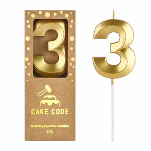 2.76 Inch Diamond Gold 3 Number Birthday Candles, Gold Number Candles, Cake Number Candles, Party Celebration 2.76 Inch Diamond Gold 3 Number Birthday Candles, Gold Number Candles, Cake Number Candles, Party Celebration