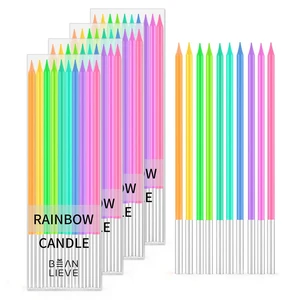 40-Count Rainbow Birthday Candles - Colorful Birthday Candle Long Thin Cake Candles Cupcake Candles for Birthday, Wedding & Lucky Party Cake Decorations 40-Count Rainbow Birthday Candles - Colorful Birthday Candle Long Thin Cake Candles Cupcake Candles for Birthday, Wedding & Lucky Party Cake Decorations